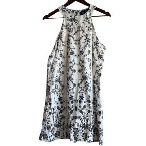 Francesca's Blue Rain Floral Halter Dress Sz S